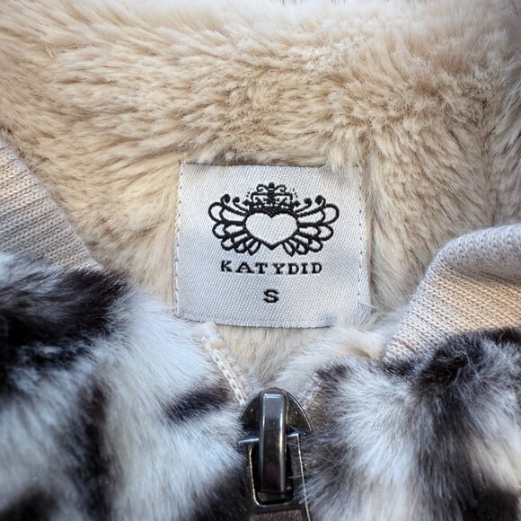 Katydid Snow Leopard Chevron Sherpa Faux Fur Jacket Size S - Picture 2 of 7